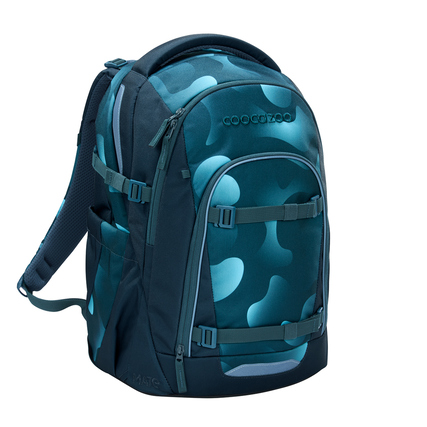 Schulrucksack MATE von COOCAZOO in Aqua Flow mit ergonomischem Design und mehreren Fächern.