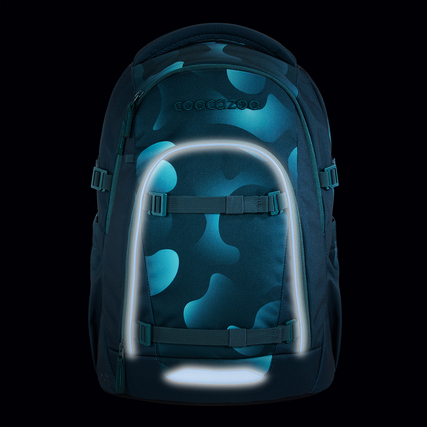 Schulrucksack MATE von coocazoo in Aqua Flow-Design, mit reflektierenden Elementen.