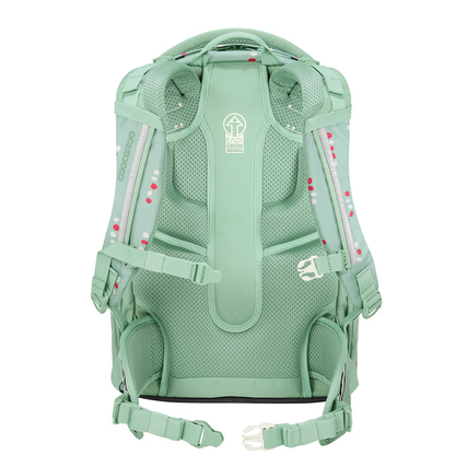 Schulrucksack MATE in mintgrün mit gepolstertem Rücken und verstellbaren Trägern.