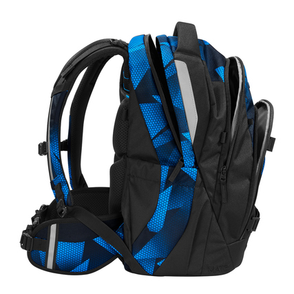 Schulrucksack COOCAZOO MATE Electric Ice in Seitenansicht mit ergonomischen Tragepolstern.