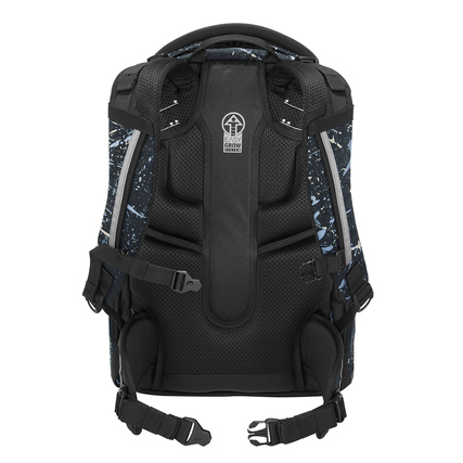 Schulrucksack COOCAZOO MATE Reflective Splash in Frontansicht mit ergonomischem Rückenpolster.