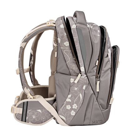 Schulrucksack COOCAZOO MATE in Vanilla Bloom, seitliche Ansicht mit ergonomischen Tragepolstern.