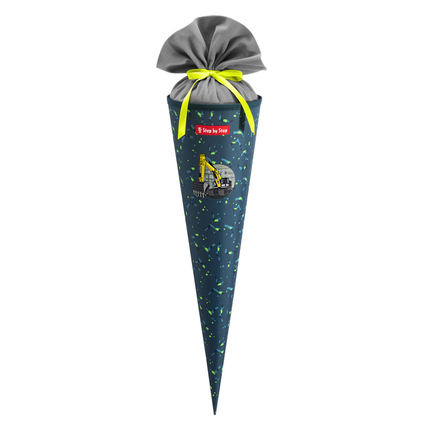 Step by Step Schultüte 18 x 70 x 18 cm (B x H x T) Bagger Rocco Polyester, 100 % recycelt grau/gelb