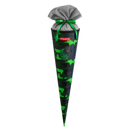 Step by Step Schultüte 18 x 70 x 18 cm (B x H x T) Black Cat Chiko Polyester, 100 % recycelt grau/grün