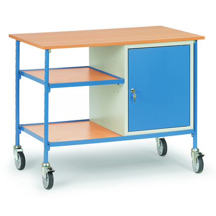 fetra Werkstattwagen 112 x 91 x 65 cm (B x H x T) Flügeltür lichtgrau/blau/buche
