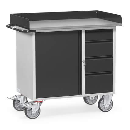 fetra Werkstattwagen GREY EDITION 59 x 99,5 x 108 cm (B x H x L) 4 Schubladen Flügeltür lichtgrau/anthrazitgrau