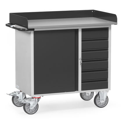 fetra Werkstattwagen GREY EDITION 59 x 99,5 x 108 cm (B x H x L) 6 Schubladen Flügeltür lichtgrau/anthrazitgrau