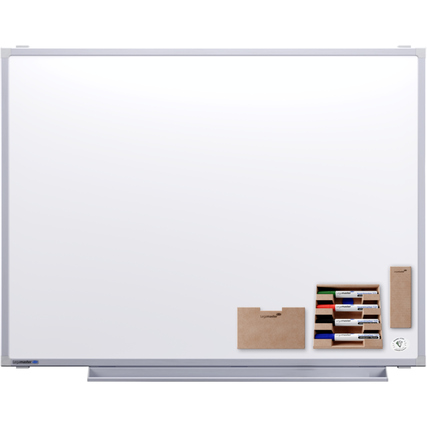 Legamaster Whiteboard PROFESSIONAL Maße der Oberfläche: 100 x 75 cm (B x H) Tafel magnethaftend nicht beidseitig beschreibbar inkl. 4 x Whiteboardmarker TZ1 (schwarz, blau, rot, grün), je 1 x Markerhalter, Tafellöscher, Zubehörhalter, 3 x Magnete Stahl