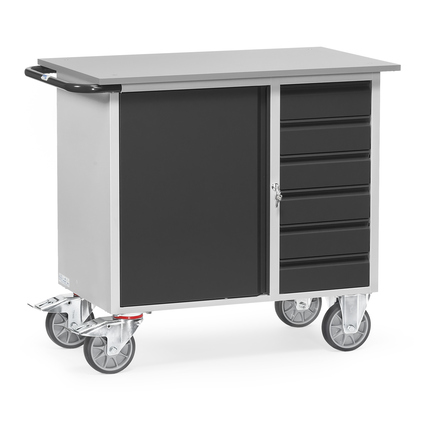 fetra Werkstattwagen GREY EDITION 59 x 91,5 x 108 cm (B x H x L) 6 Schubladen Flügeltür lichtgrau/anthrazitgrau