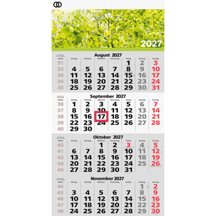 Soennecken Wandkalender oeco 33 x 58,8 cm (B x H) 2027 schwarz/rot