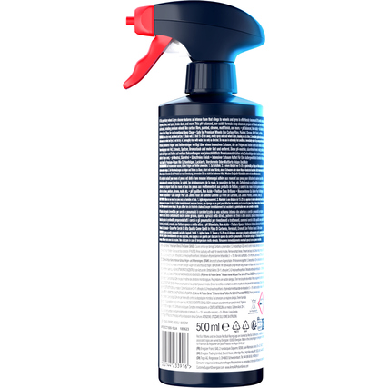 Felgenreiniger in einer sprayflasche mit blauer und roter Farbgebung.