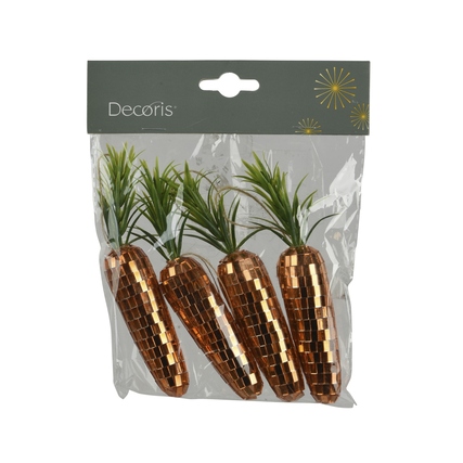 DECORIS Dekorationsfigur Karotten 2,5 x 13 x 2,5 cm (B x H x T) Schaumstoff orange/grün 4 St./Pack.