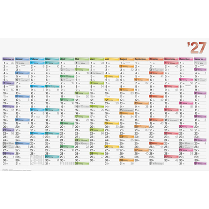 BRUNNEN Plakatkalender DATAline 2027 106 x 66,6 cm (B x H) 14 Monate/1 Seite