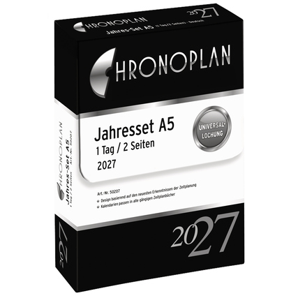 Chronoplan Einlage Kalender 2027 DIN A5 1 Tag/2 Seiten