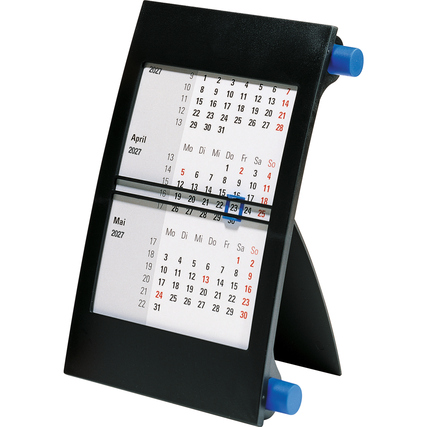 rido/idé Tischkalender 2027 3 sichtbare Monatsblöcke schwarz/blau