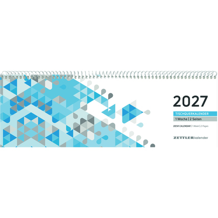 ZETTLER Querkalender 2027 1 Woche/2 Seiten Karton blau