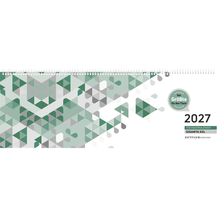 ZETTLER Querkalender Giganta XXL 2027 1 Woche/2 Seiten Karton grün