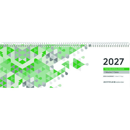 ZETTLER Querkalender 2027 1 Woche/1 Seite Karton grün