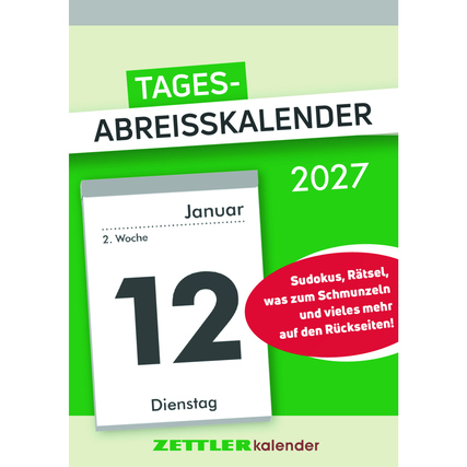 ZETTLER Abreißkalender 2027 9,9 x 14,3 cm (B x H) 1 Tag/1 Seite schwarz/rot