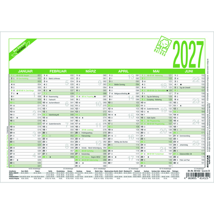 ZETTLER Tafelkalender 904 2027 6 Monate/1 Seite DIN A5 21 x 14,8 cm (B x H) Karton, 100 % recycelt