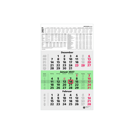 ZETTLER Wandkalender 956 29,7 x 48,5 cm (B x H) 2027 schwarz/rot