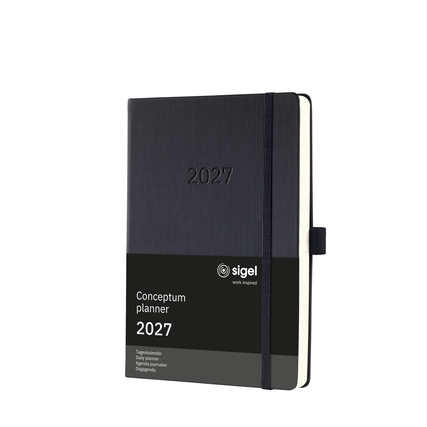 SIGEL Buchkalender Conceptum 2027 ca. DIN A5 1 Tag/1 Seite, Sa/So 1 Seite Kunststoff schwarz