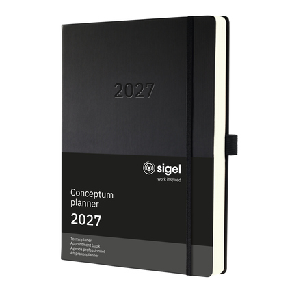 SIGEL Buchkalender Conceptum 2027 ca. DIN A4+ 1 Tag/1 Seite Kunststoff schwarz