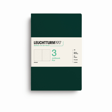 LEUCHTTURM 1917 Notizbuch Jottbook pur 3 St./Pack. DIN A5 punktkariert (dotted) forest green Produktbild pa_produktabbildung_2 XL