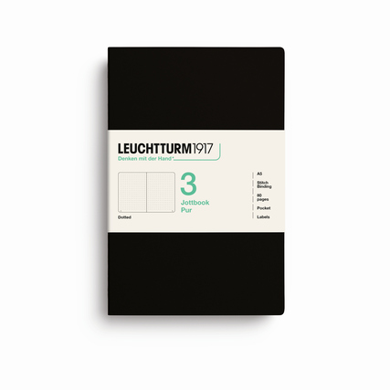 LEUCHTTURM 1917 Notizbuch Jottbook pur 3 St./Pack. DIN A5 punktkariert (dotted) schwarz Produktbild pa_produktabbildung_2 XL