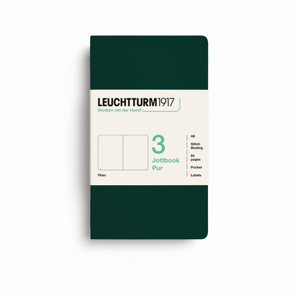 LEUCHTTURM 1917 Notizbuch Jottbook pur 3 St./Pack. DIN A6 blanko forest green Produktbild pa_produktabbildung_2 XL