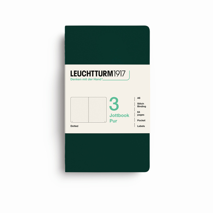 LEUCHTTURM 1917 Notizbuch Jottbook pur 3 St./Pack. DIN A6 punktkariert (dotted) forest green Produktbild pa_produktabbildung_2 XL
