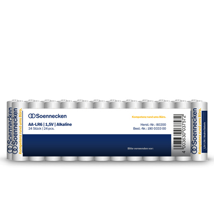 Soennecken Batterie AA/Mignon LR6 Alkaline 1,5V 24 St./Pack.