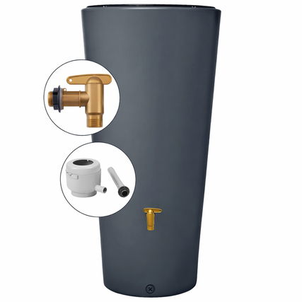 4rain Regentonne VASO 2in1 58 x 120 x 58 cm (B x H x T) 220l Polyethylen, 100 % recycelt graphit
