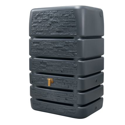 4rain Regentonne SLIM STONE DECOR 80 x 123 x 60 cm (B x H x T) 510l Polyethylen, 100 % recycelt graphite grey