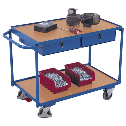 VARIOfit Werkstattwagen 117,5 x 85 x 62,5 cm (B x H x T) enzianblau/buche Produktbild pa_ohnedeko_1 XL
