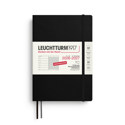 LEUCHTTURM 1917 Buchkalender Medium Juli 2026 - Dezember 2027 Softcover schwarz Produktbild pa_produktabbildung_1 XL