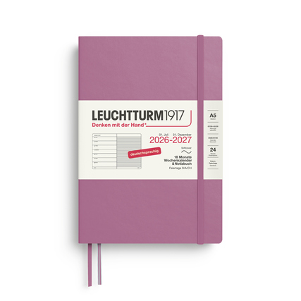 LEUCHTTURM 1917 Buchkalender Medium Juli 2026 - Dezember 2027 Softcover dusty rose Produktbild pa_produktabbildung_1 XL