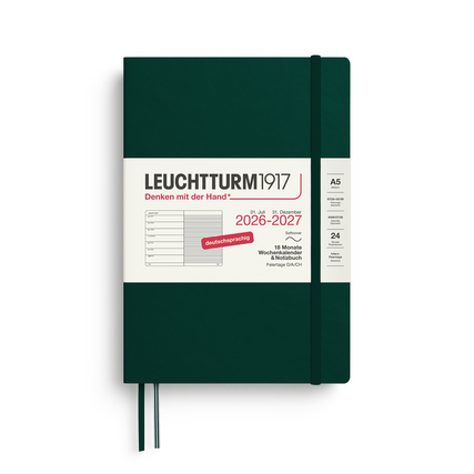 LEUCHTTURM 1917 Buchkalender Medium Juli 2026 - Dezember 2027 Softcover forest green Produktbild pa_produktabbildung_1 XL