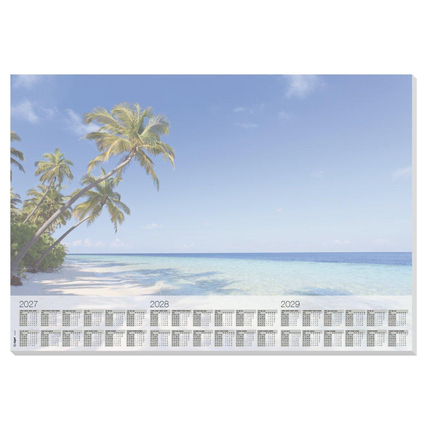 SIGEL Schreibunterlage Beach 59,5 x 41 cm (B x H) DIN A2 mit Kalender 3 Jahre Papier blau 30 Bl.