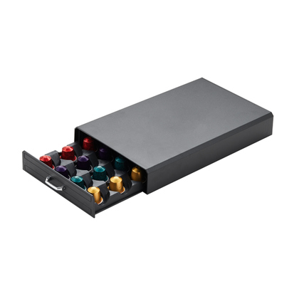 Deflecto® Kapselaufbewahrung Schublade 23 x 6 x 39 cm (B x H x T) 24 Kapseln Polystyrol schwarz