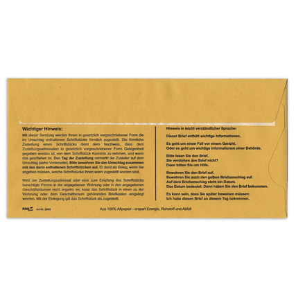 RNK Verlag Zustellungsumschlag DIN lang ohne Fenster Produktbild pa_produktabbildung_2 XL