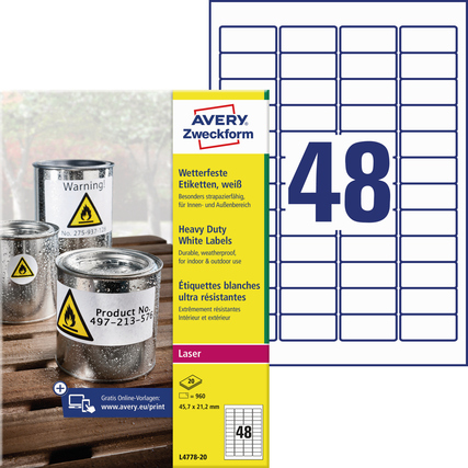Avery Zweckform Folienetikett 45,7 x 21,2 mm (B x H) Produktbild pa_produktabbildung_2 XL