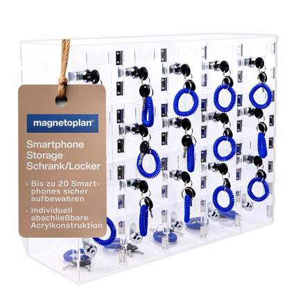 magnetoplan® Handy-Aufbewahrungsschrank 53 x 42,5 x 18 cm (B x H x T) 20 Fächer Zylinderschloss 5kg Acryl