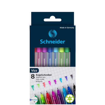 Schneider Kugelschreiber Vizz 8 St./Pack. rot, pink, violett, blau, hellblau, hellgrün, grün, schwarz Produktbild pa_produktabbildung_2 XL