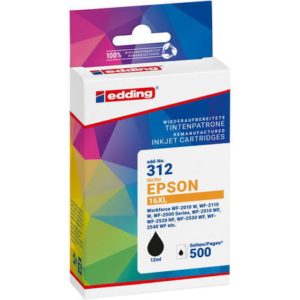 edding Tintenpatrone Kompatibel mit Epson 16XL schwarz Produktbild pa_produktabbildung_1 XL
