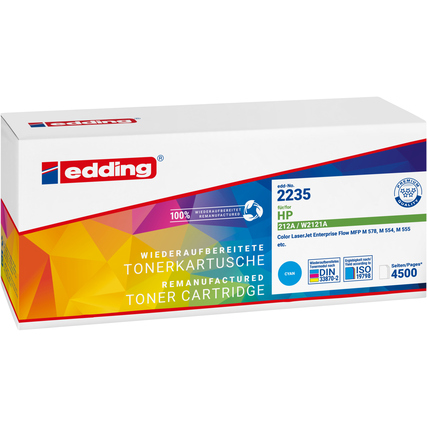 edding Toner kein Originalzubehör Kompatibel mit: HP 212A ISO/IEC 19798 ca. 4.500 Seiten cyan