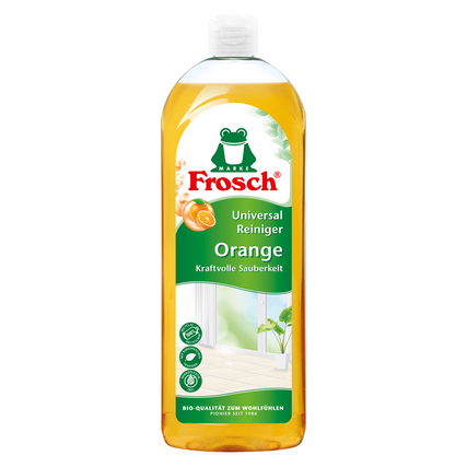 Frosch Allzweckreiniger Oberflächen, Böden Orange dermatologisch getestet frei von Mikroplastik 9,4 Flasche 100 % Altplastik 0,75l