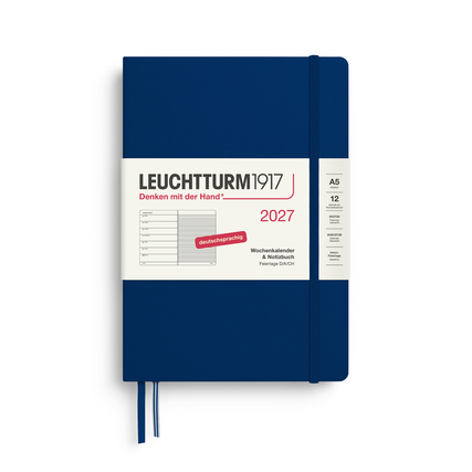 LEUCHTTURM 1917 Buchkalender Medium DIN A5 2027 Hardcover marine Produktbild pa_produktabbildung_1 XL