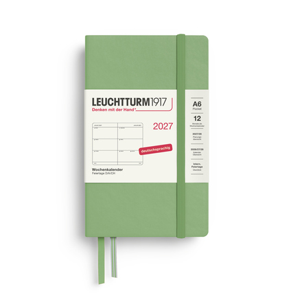 LEUCHTTURM 1917 Buchkalender Pocket DIN A6 2027 *Hardcover* salbei Produktbild pa_produktabbildung_1 XL