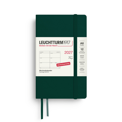 LEUCHTTURM 1917 Buchkalender Pocket DIN A6 2027 Softcover forest green Produktbild pa_produktabbildung_1 XL